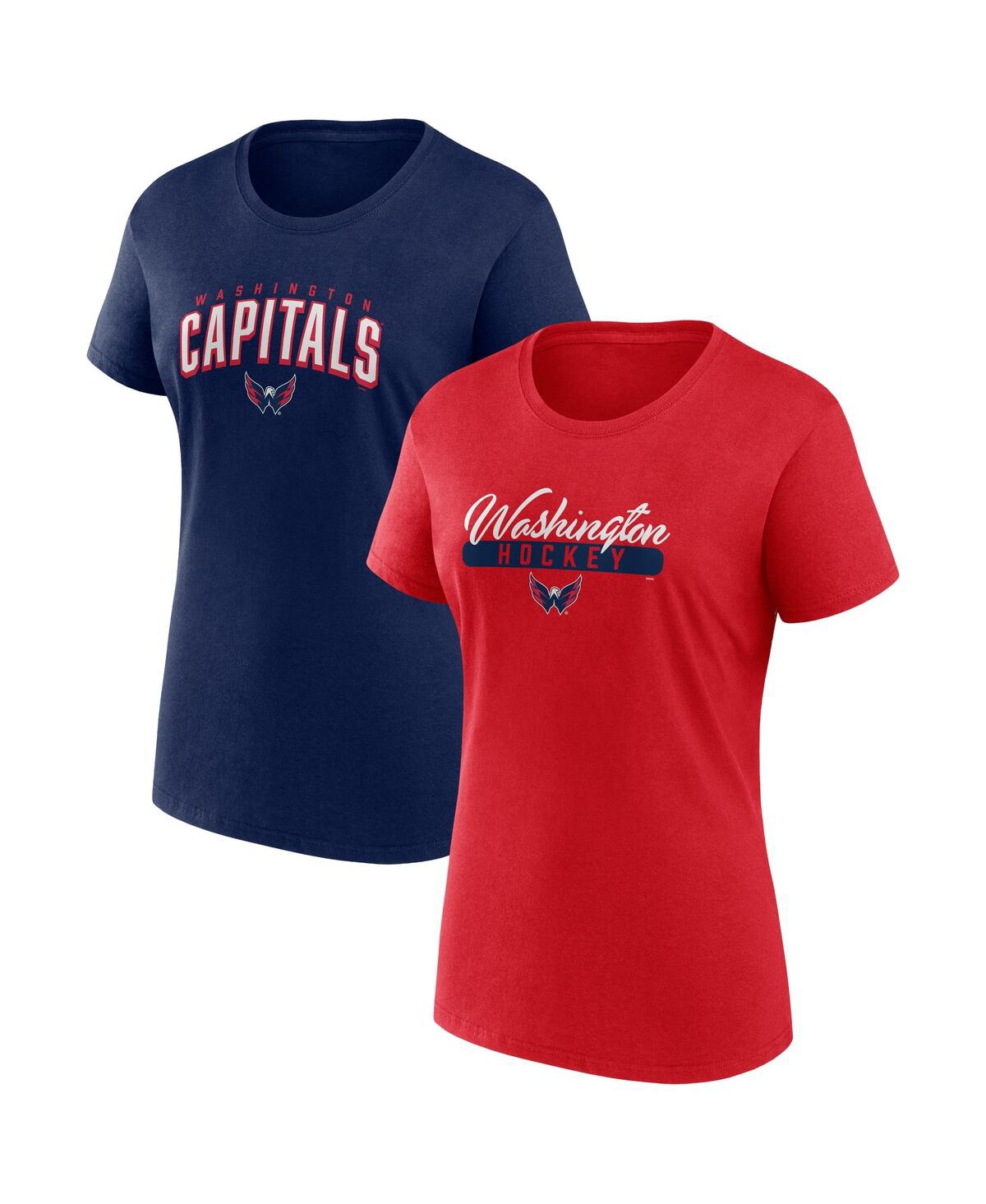 Fanatics Women's  Branded Red, Navy Florida Panthers Two-pack Fan T-shirt Set In Red,navy