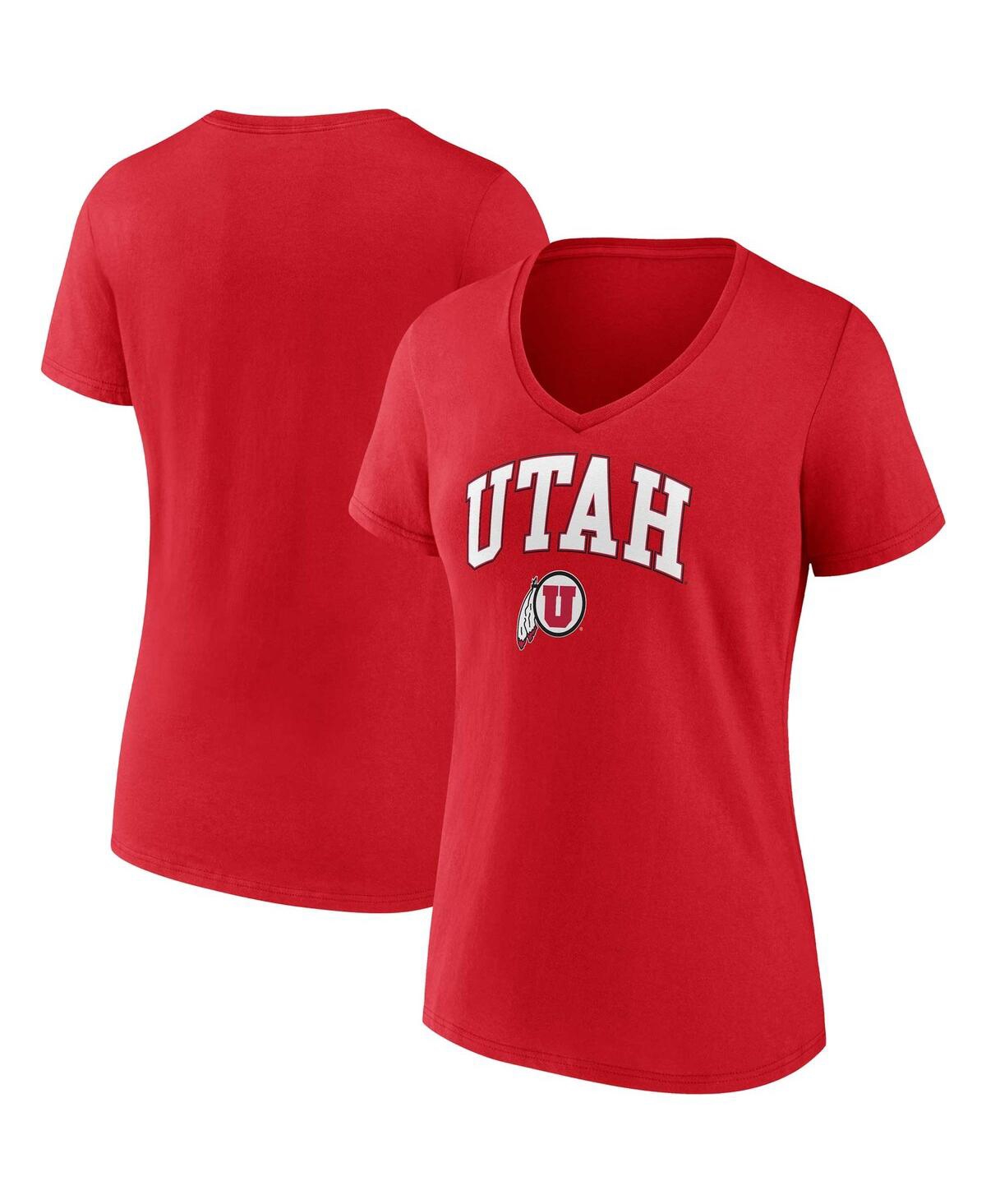 Women's Fanatics Red Utah Utes Evergreen Campus V-Neck T-shirt - Red