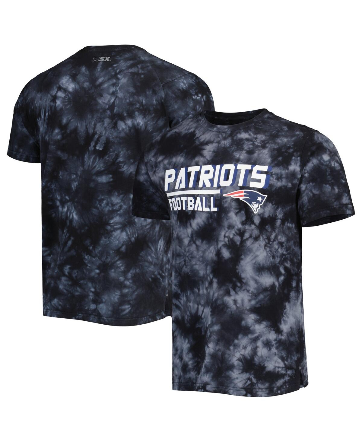 Msx By Michael Strahan Men's  Black New England Patriots Recovery Tie-dye T-shirt