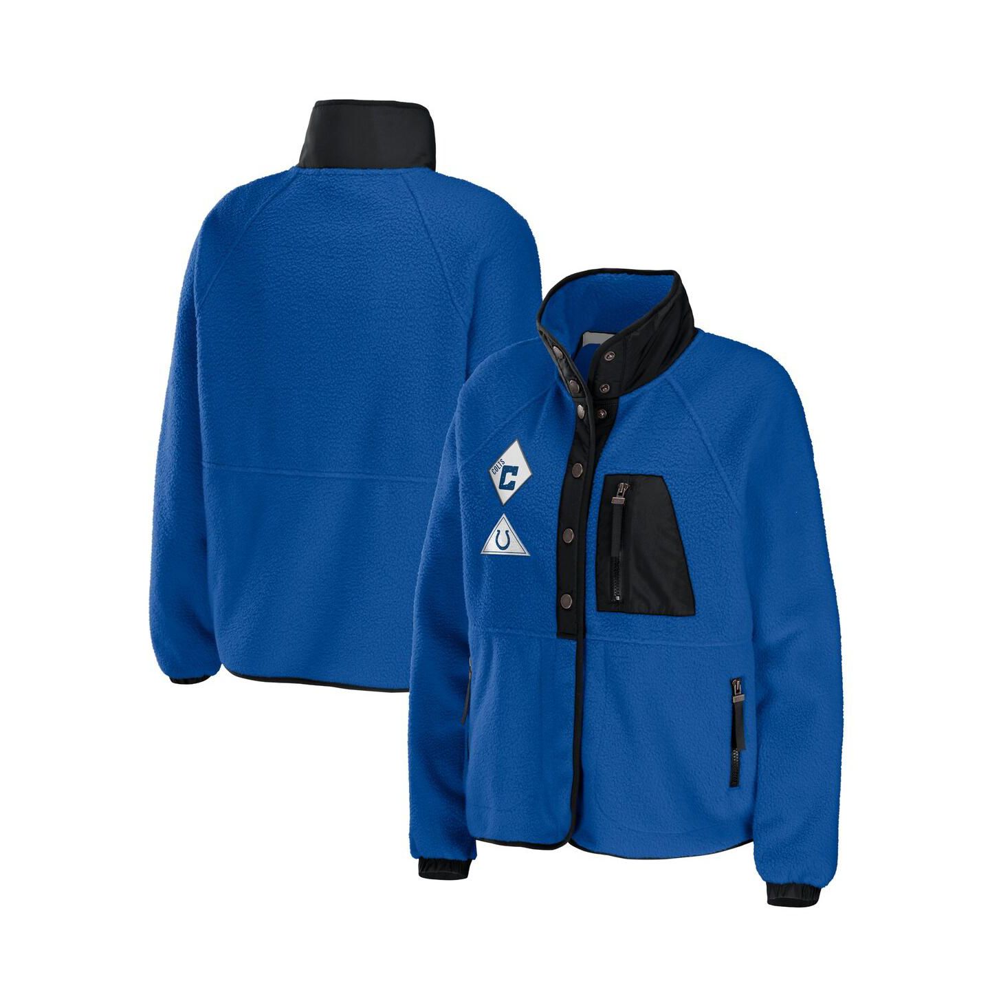 Женская куртка WEAR by Erin Andrews Royal Indianapolis Colts Polar Fleece Raglan Full-Snap — фото 1