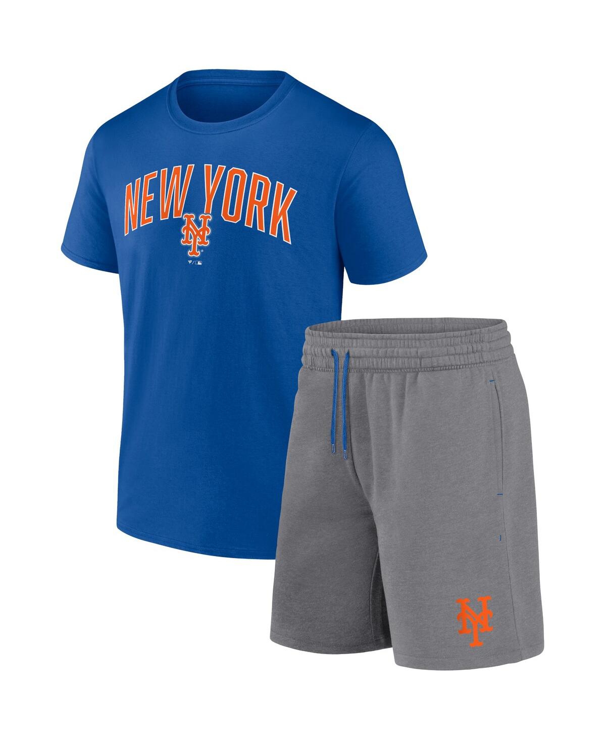 Men's Fanatics Heather Gray New York Mets Arch T-shirt and Shorts Combo Set - Heather Gray