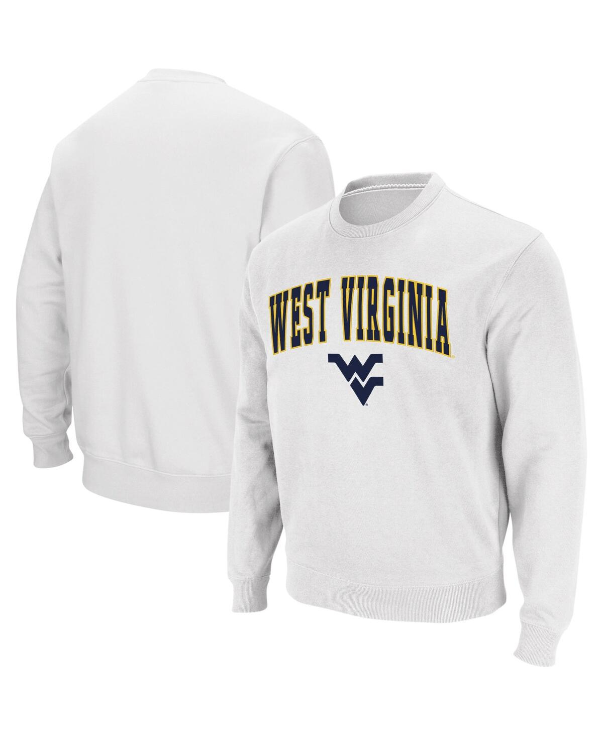 Shop Colosseum Men's  White West Virginia Mountaineers Arch And Logo Crew Neck Sweatshirt