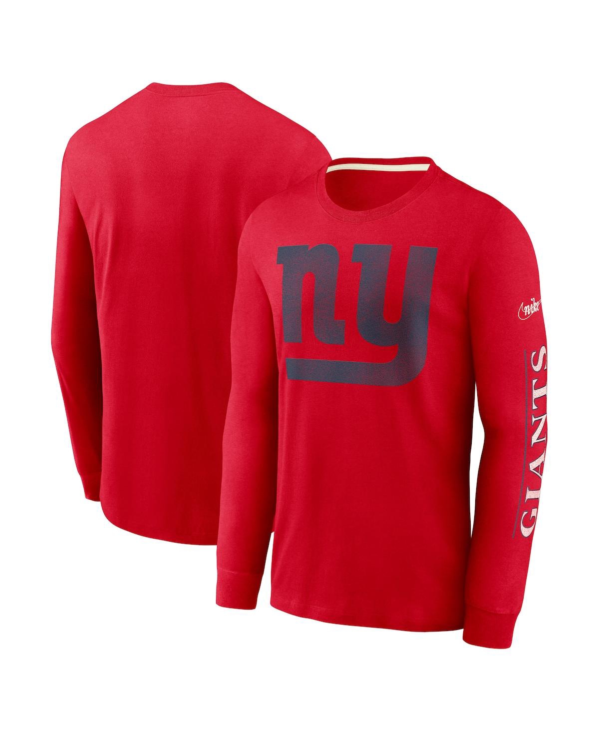 Shop Nike Men's  Red New York Giants Fashion Tri-blend Long Sleeve T-shirt