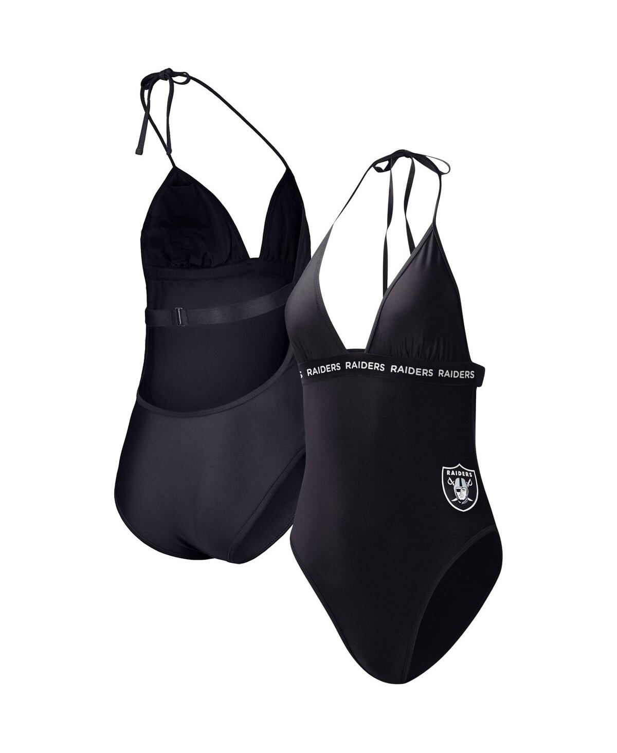 G-iii 4her By Carl Banks Black Las Vegas Raiders Full Count One-piece Swimsuit In Black