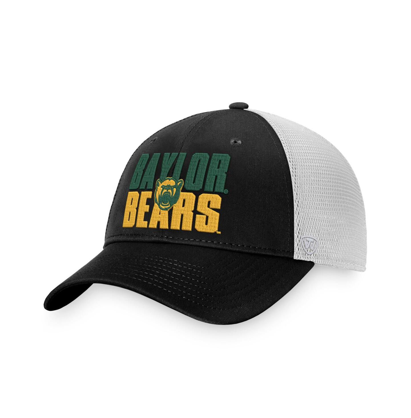 Мужская кепка Top of the World Black, White Baylor Bears Stockpile Trucker Snapback Hat — фото 2