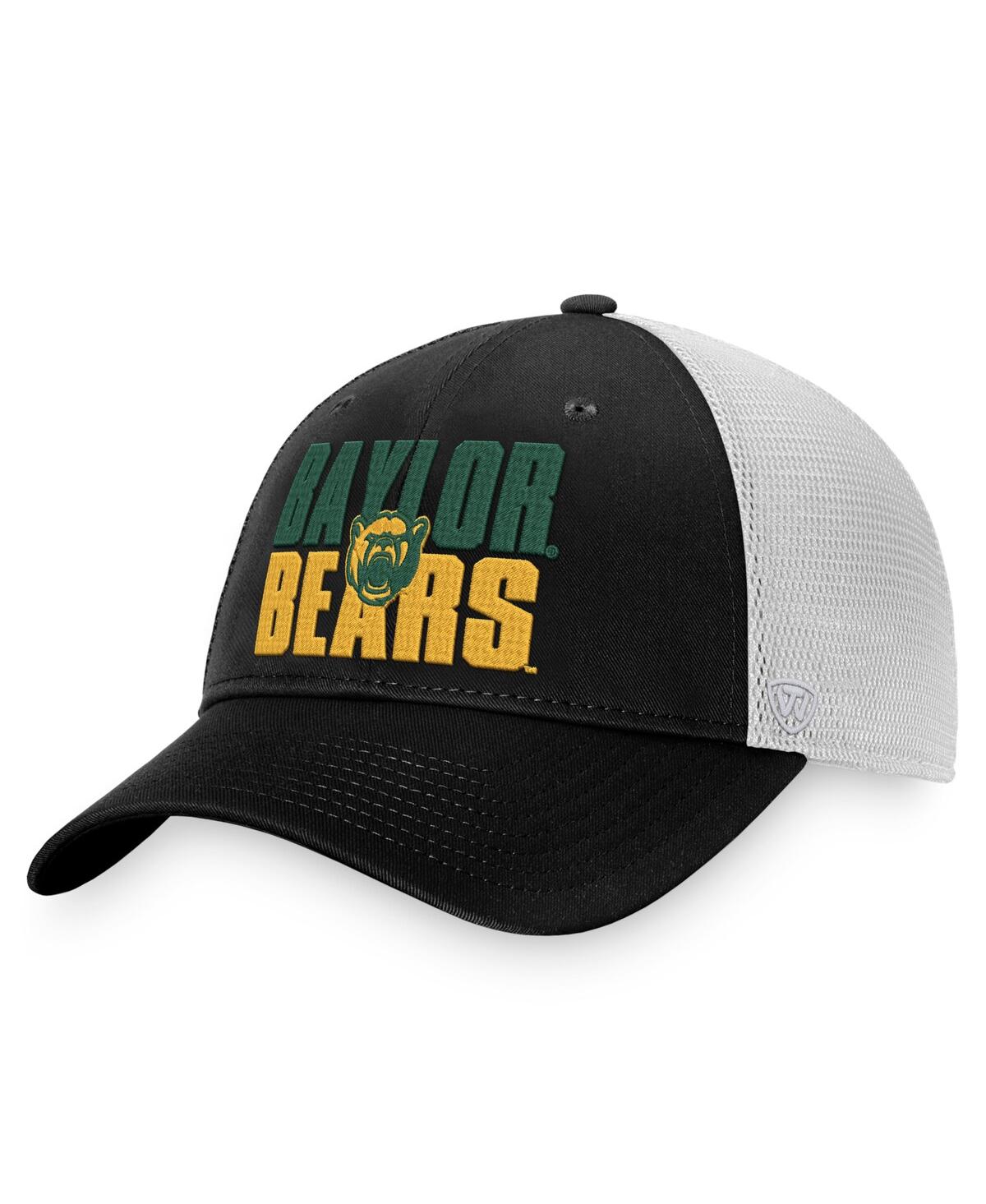 Top Of The World Men's  Black, White Baylor Bears Stockpile Trucker Snapback Hat In Black,white