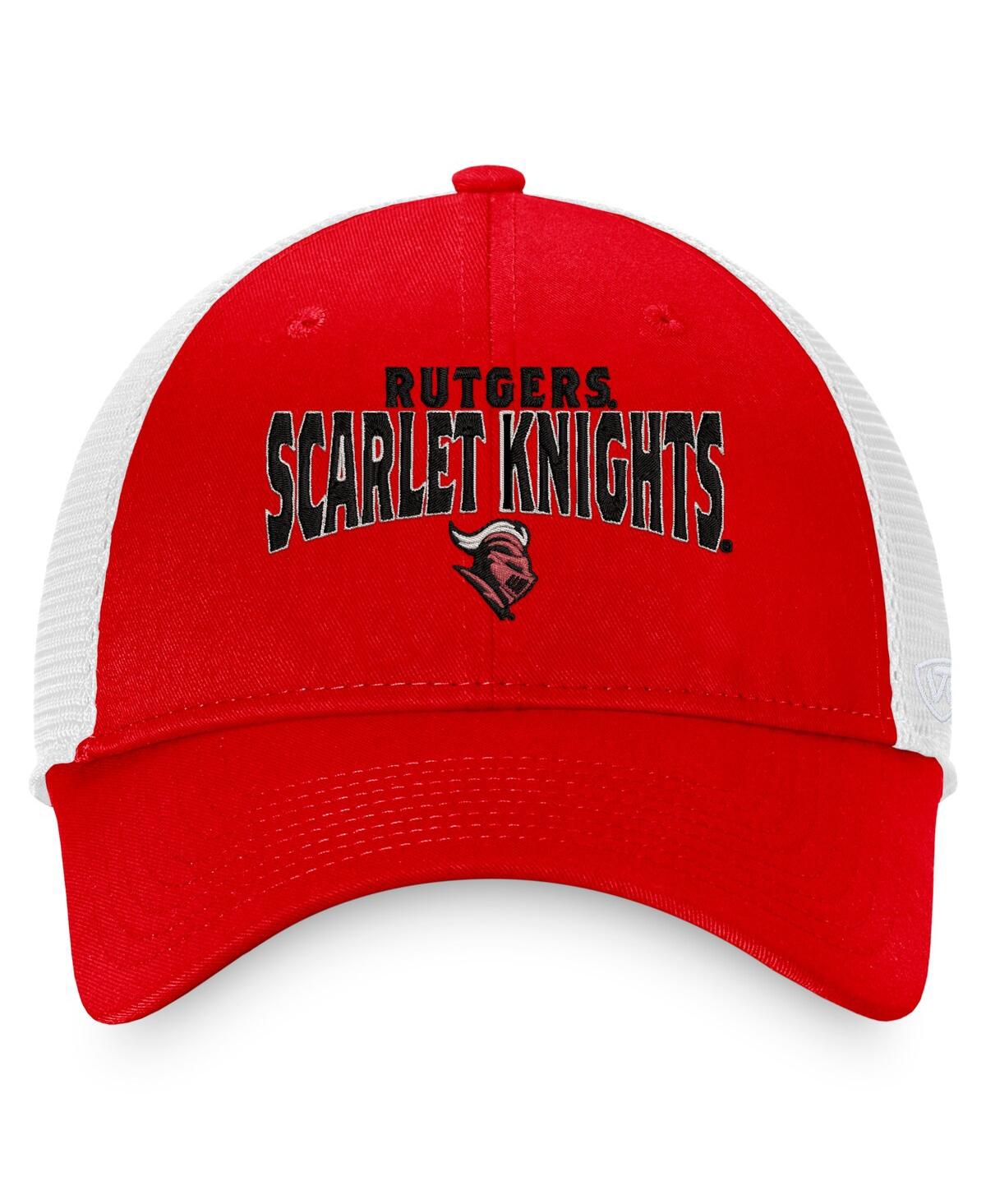 Top Of The World Men's  Scarlet, White Rutgers Scarlet Knights Breakout Trucker Snapback Hat In Scarlet,white