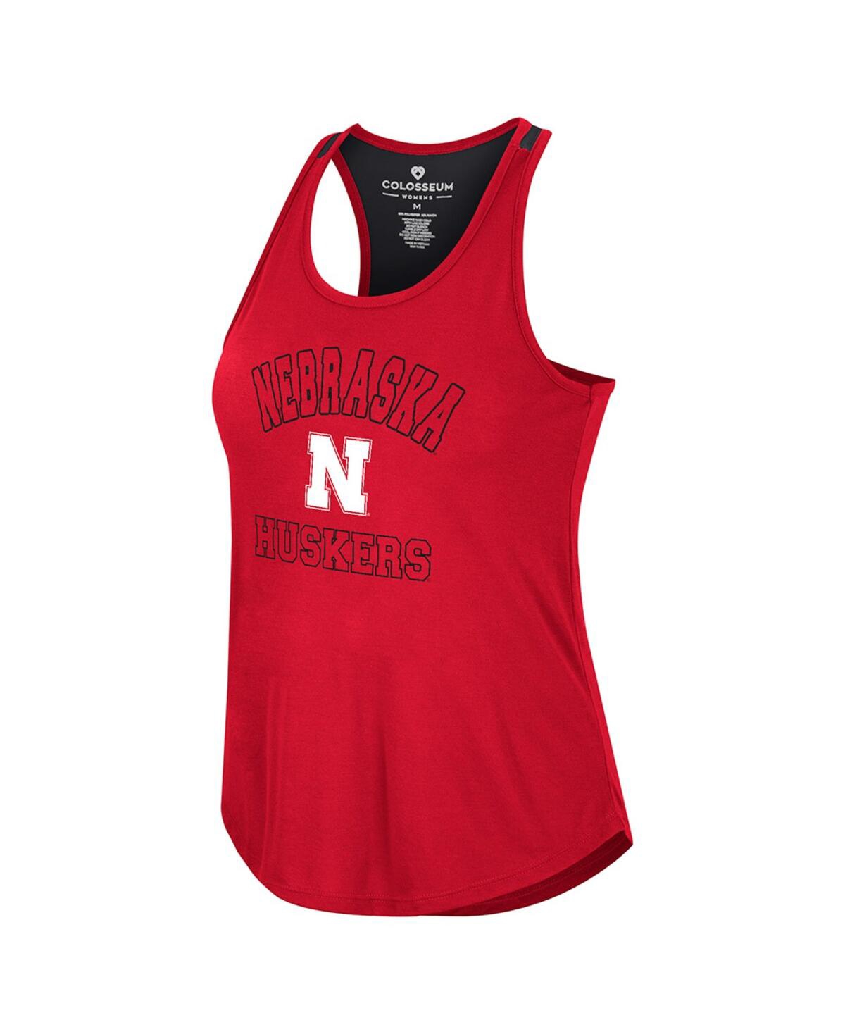 Shop Colosseum Women's  Scarlet Nebraska Huskers 10 Days Racerback Scoop Neck Tank Top