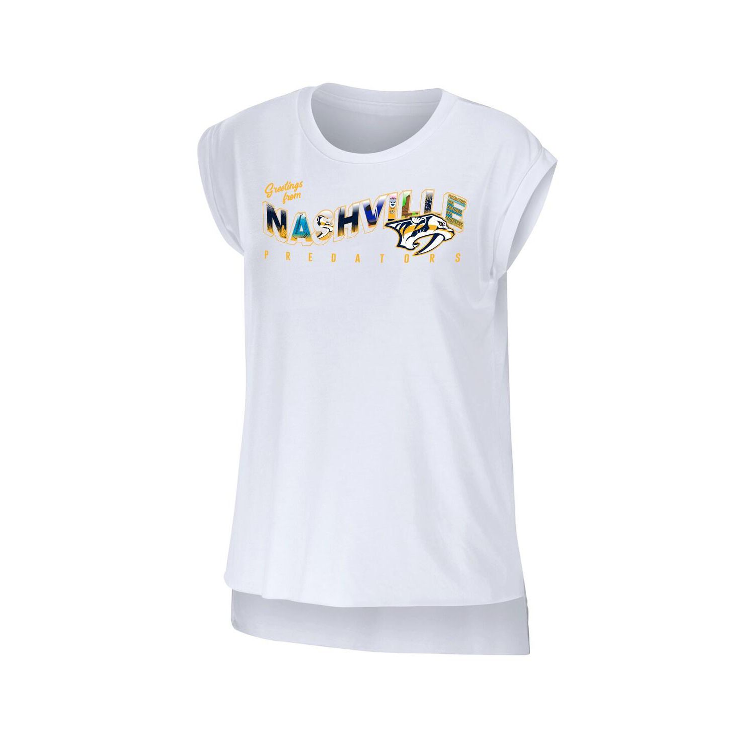 Women's White Nashville Predators Greetings From Muscle T-shirt