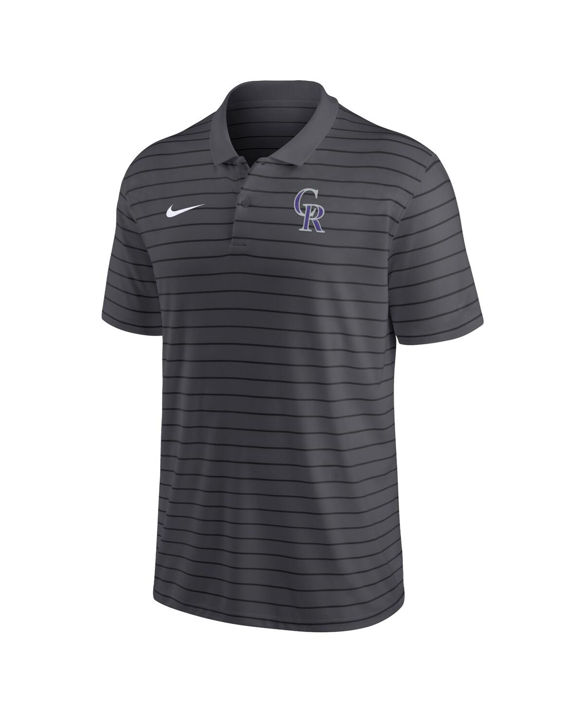 Nike Men's  Charcoal Los Angeles Dodgers Authentic Collection Victory Striped Performance Polo Shirt In Charcoal