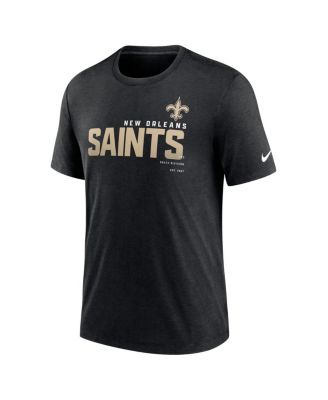 Men's Heather Black New Orleans Saints Team Tri-Blend T-shirt