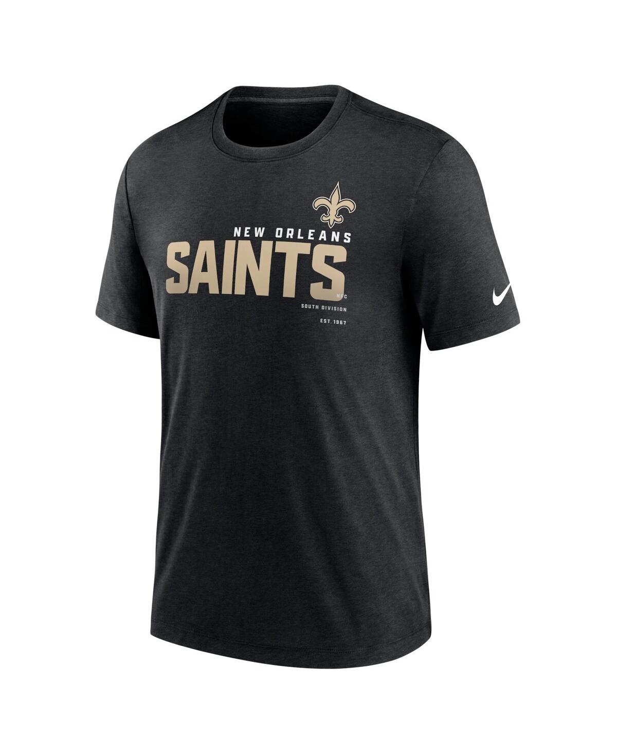 Nike Heather Black New Orleans Saints Team Tri-blend T-shirt In Heather Black