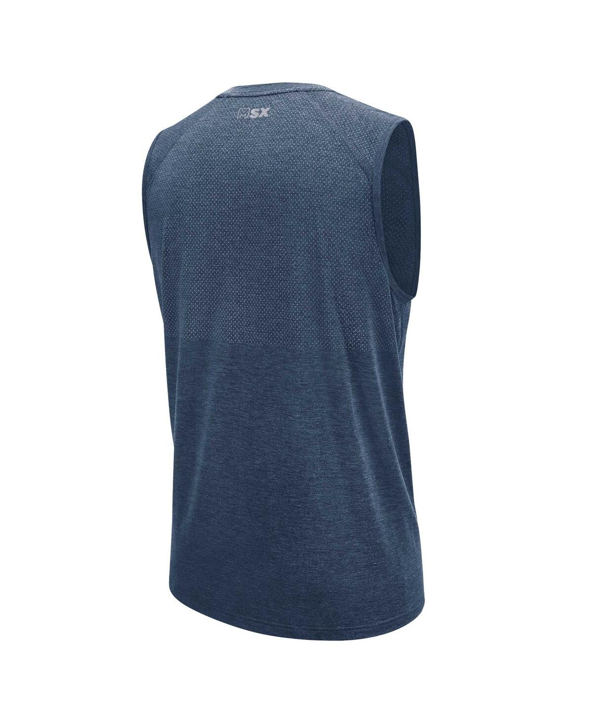 Shop Msx By Michael Strahan Men's  Navy Denver Broncos Warm Up Sleeveless T-shirt