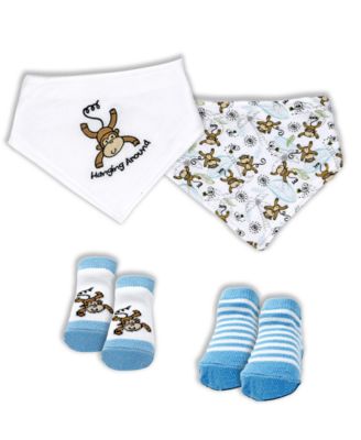 Baby Boys Closure Bibs and Socks, 8 Piece Set