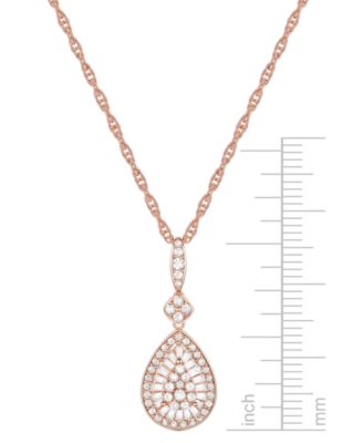Diamond Round & Baguette Teardrop Cluster 18" Pendant Necklace (1/2 ct. t.w.)