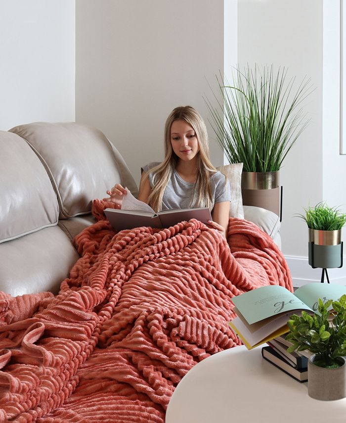 Macy's Nestl Cut Plush Lightweight Super Soft Luxury Bed Throw, 50" x