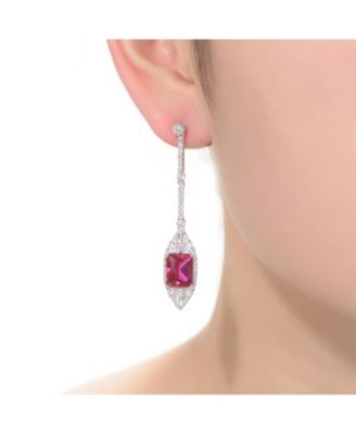 Dazzling Sterling Silver & White Gold-Plated Cubic Zirconia Drop Earrings