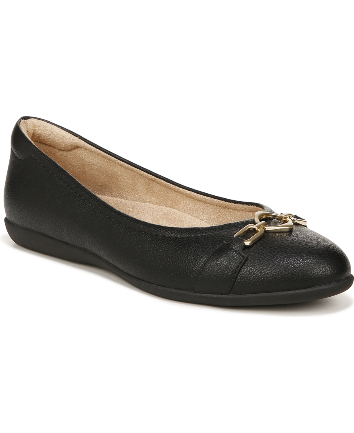 Naturalizer Vivienne-o Flats In Black Faux Leather