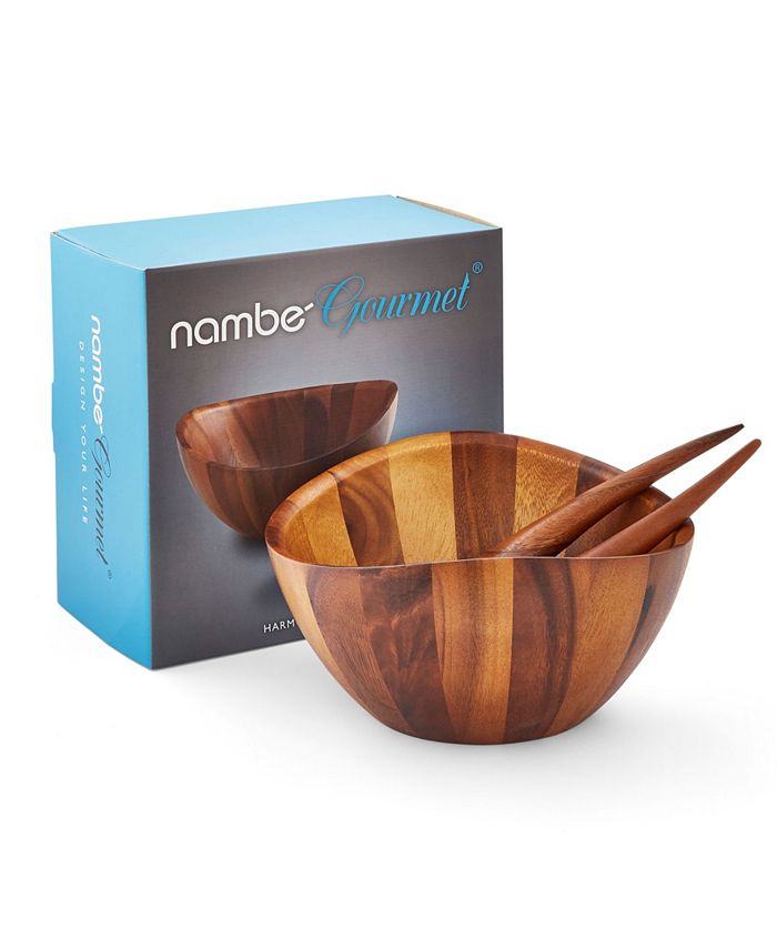 Nambé Nambe Harmony 3 Piece Wood Salad Bowl and Servers Set Macy's