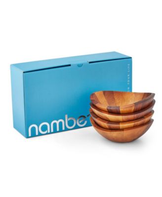 Nambe Braid Set of 4 Individual Wood 8" Salad Bowls