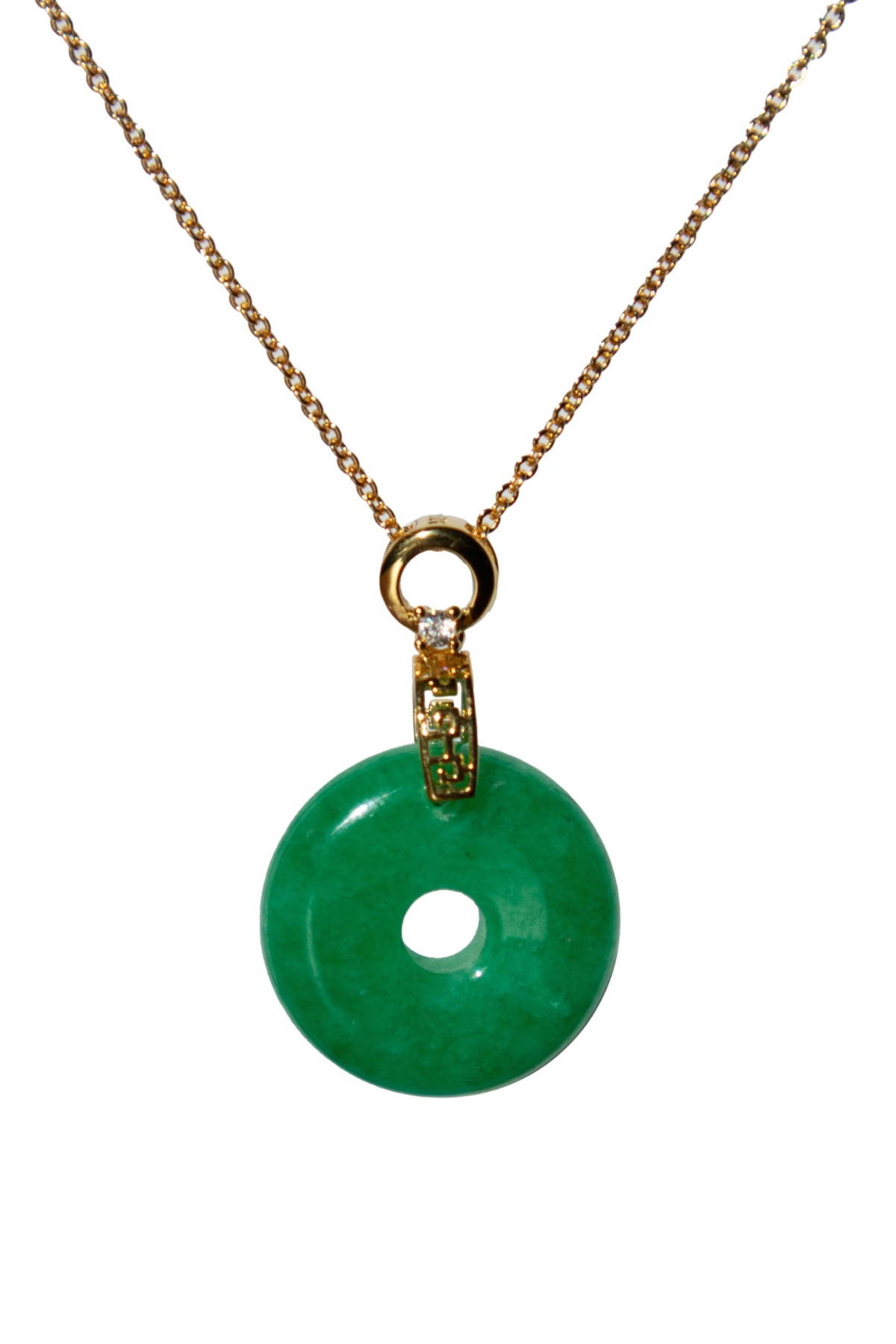 Donut &#x2014; Green jade pendant necklace - Green