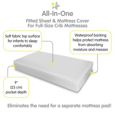 All-in-One Fitted Sheet & Waterproof Cover for 52" x 28" Crib Mattress (2-Pack)