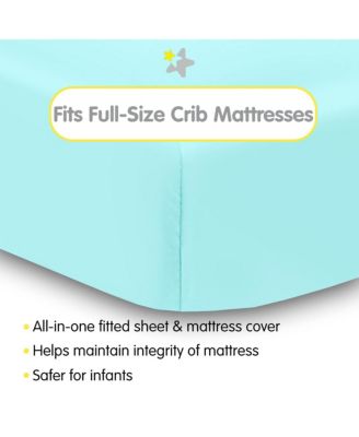 All-in-One Fitted Sheet & Waterproof Cover for 52" x 28" Crib Mattress (2-Pack)