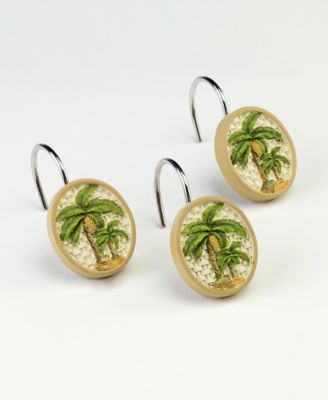 Colony Palm Tree Textured Ceramic 12-Pc. Shower Curtain Hooks