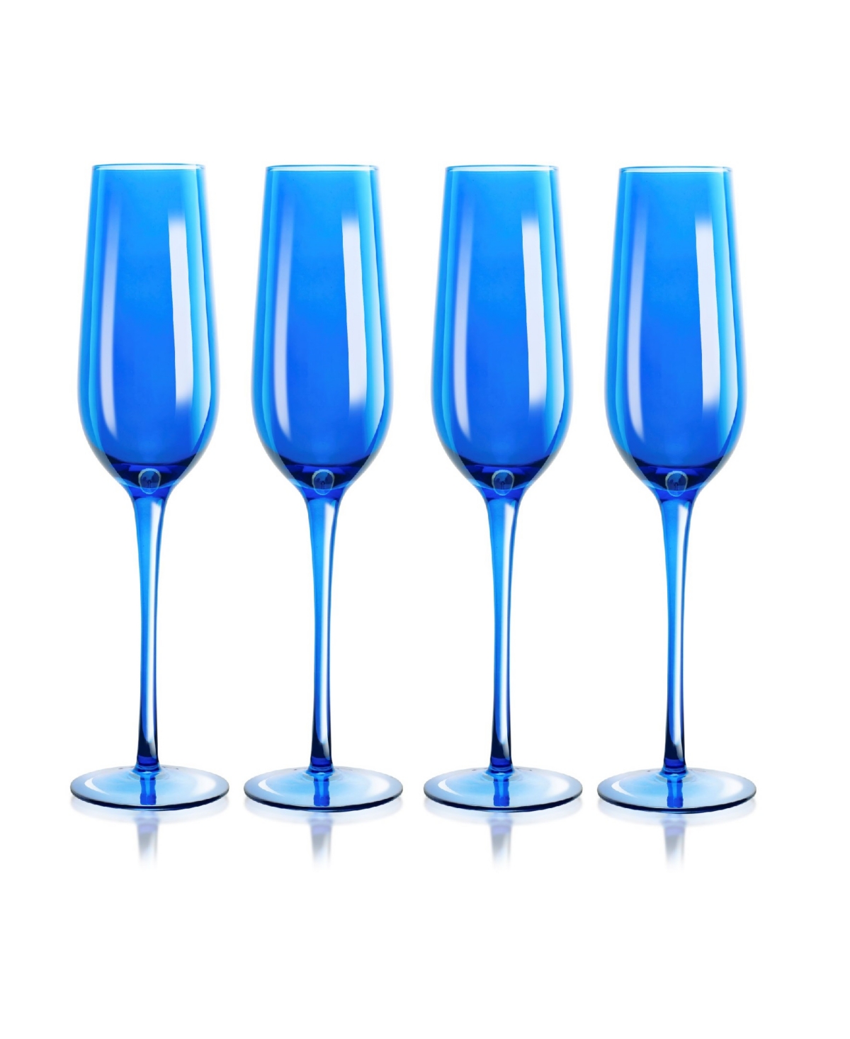 Qualia Glass Carnival Champagne Flutes, Set Of 4 In Blue
