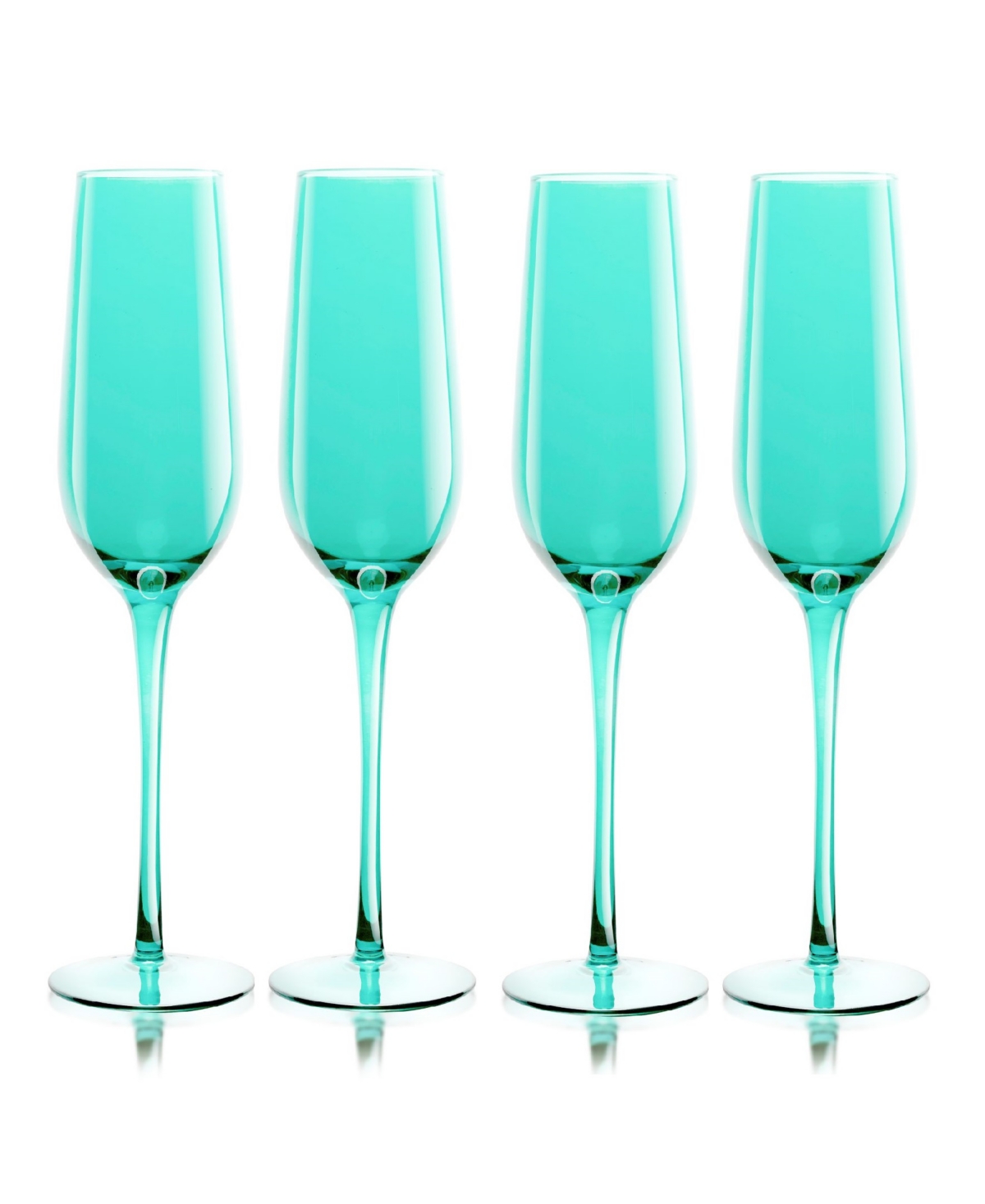 Qualia Glass Carnival Champagne Flutes, Set Of 4 In Turquoise