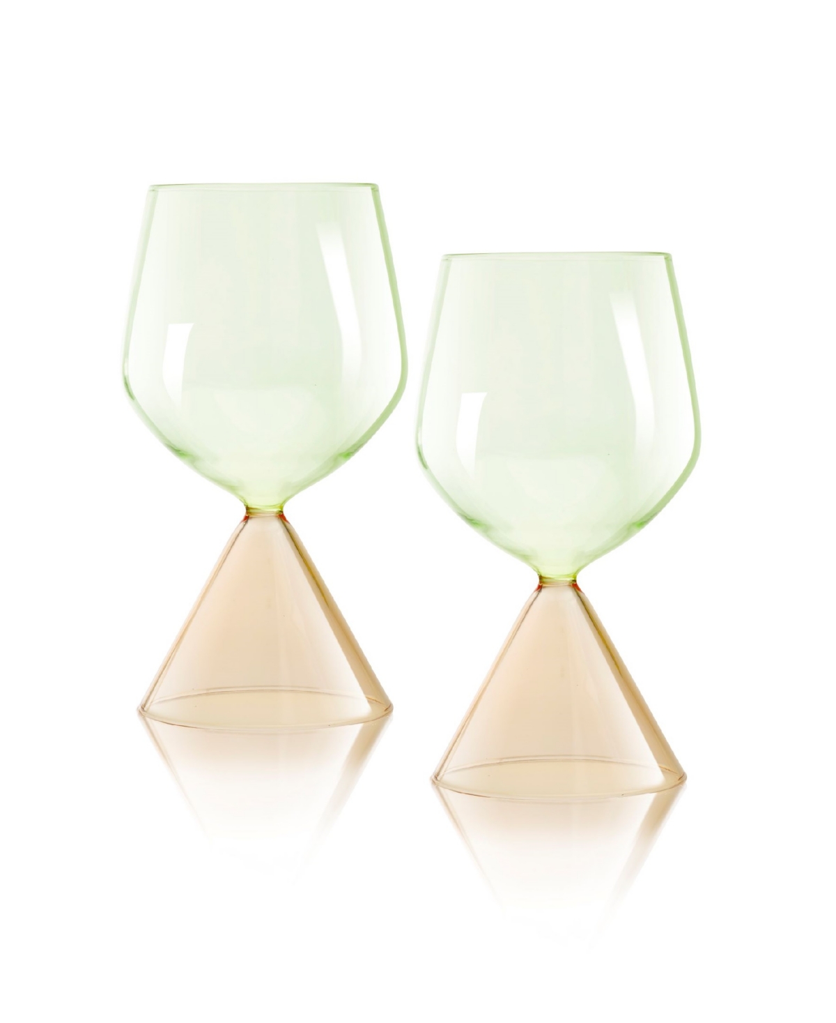 Qualia Glass Venice Wine Glasses, Set Of 2 In Peach,green