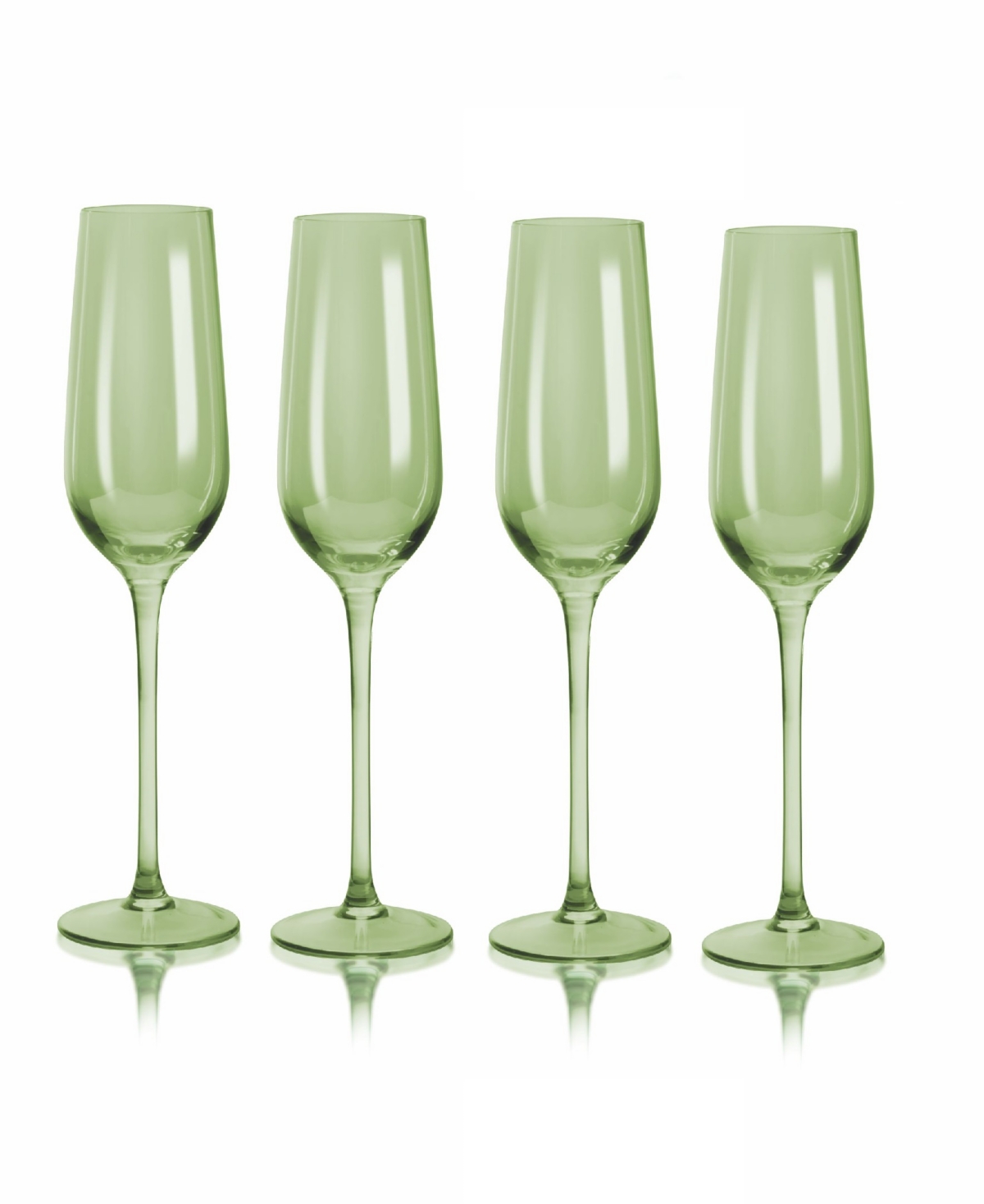 Qualia Glass Carnival Champagne Flutes, Set Of 4 In Sage
