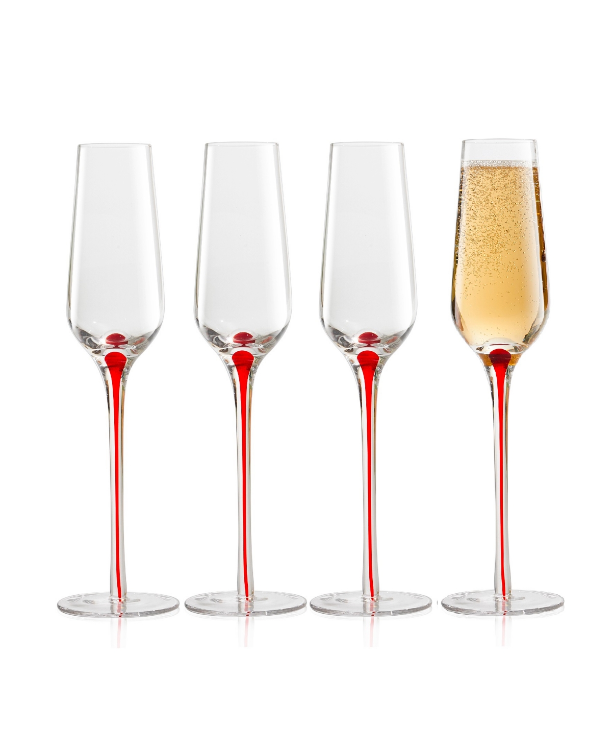 Qualia Glass Tempest Flutes, Set Of 4 - Red