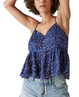 (取寄) ラッキーブランド プリンテッド レイサーバック タンク Lucky Brand Printed Racerback Tank Black Multi Lucky Brand Women's Printed Racerback Tank Top - Macy's