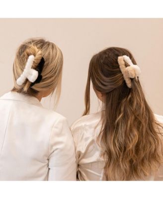 Fuzzy Looped Clip - Black + White