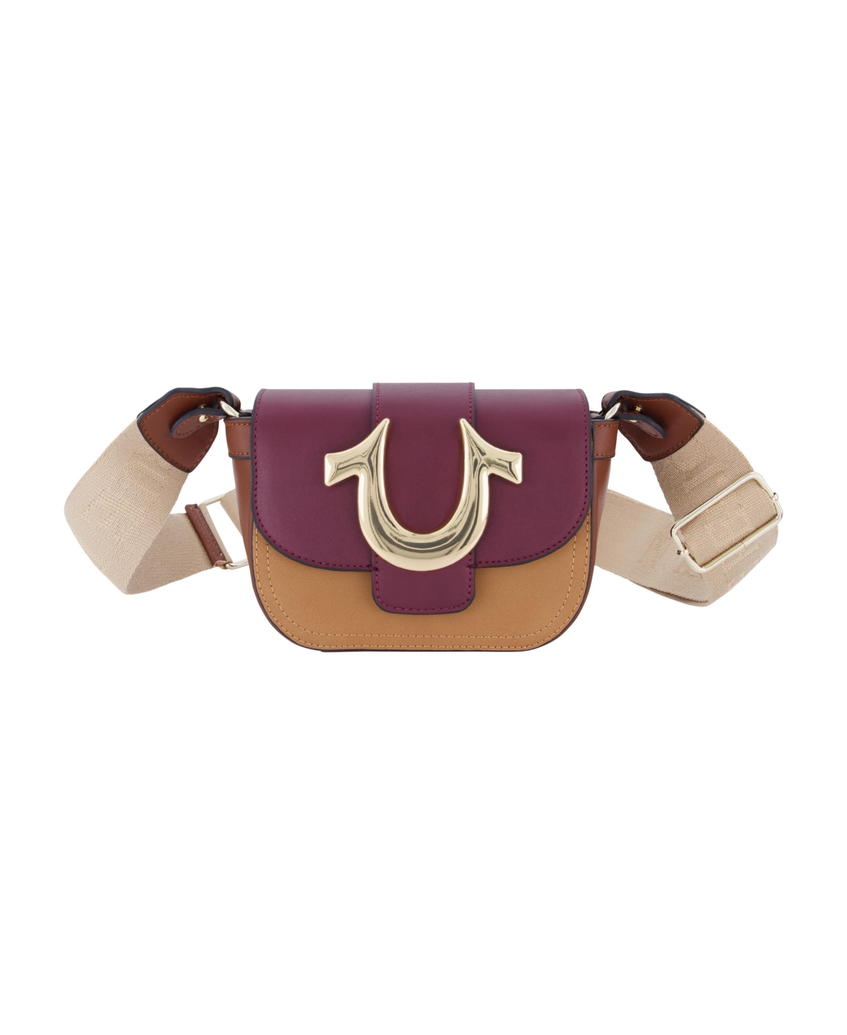 True Religion Color Block Crossbody In Maroon