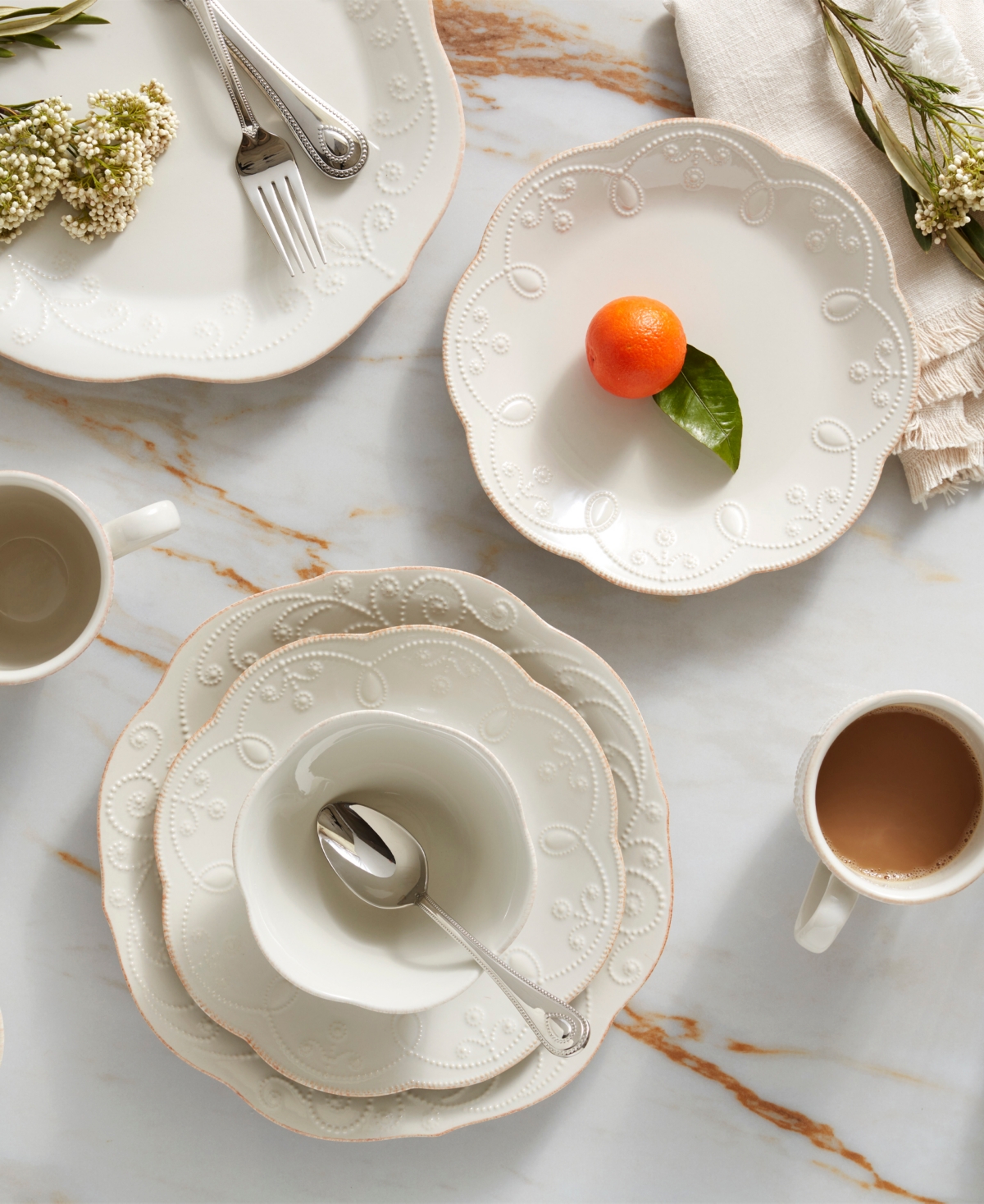 Lenox French Perle 4-piece Dinner Plate Set In White