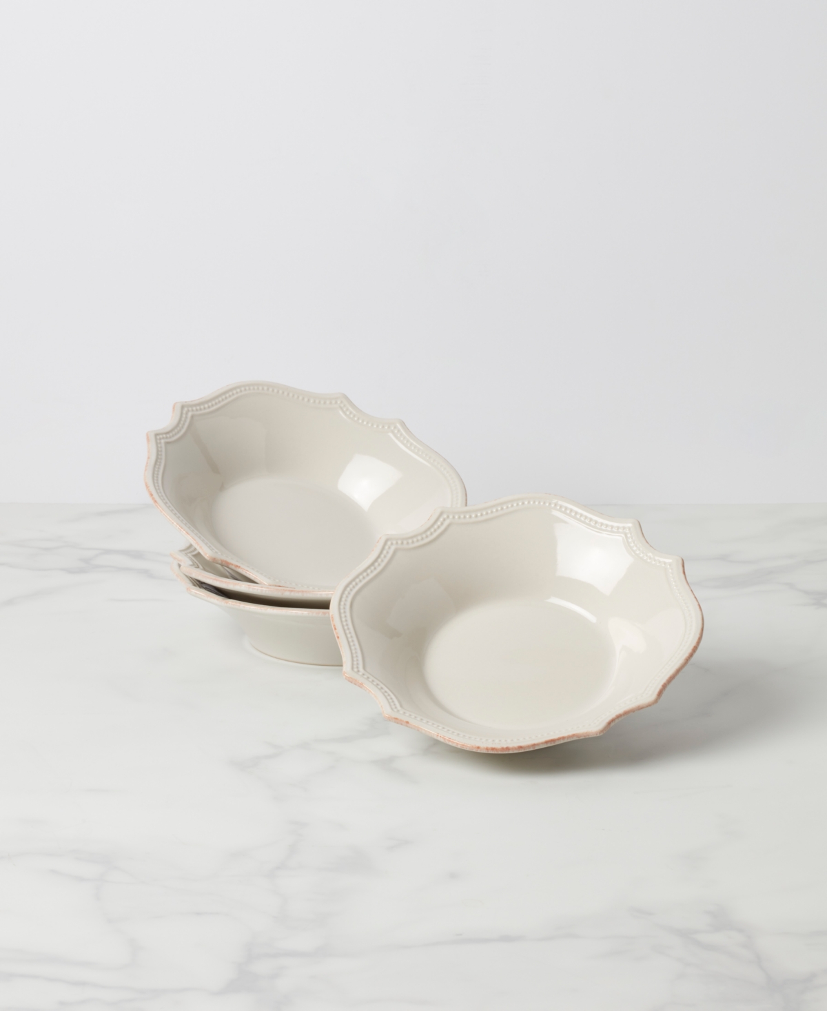 Lenox French Perle Bead Pasta Bowls, Set Of 4 In White