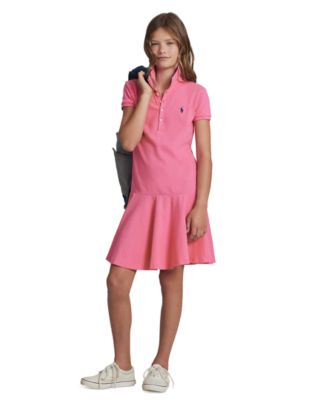 Girls' 7-16 Cotton Mesh Short-Sleeve Polo Dress