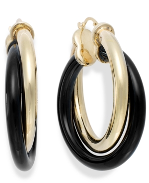 image of Signature Gold Onyx Twist Hoop Earrings (25-3/4 ct. t.w.) in 14k Gold over Resin