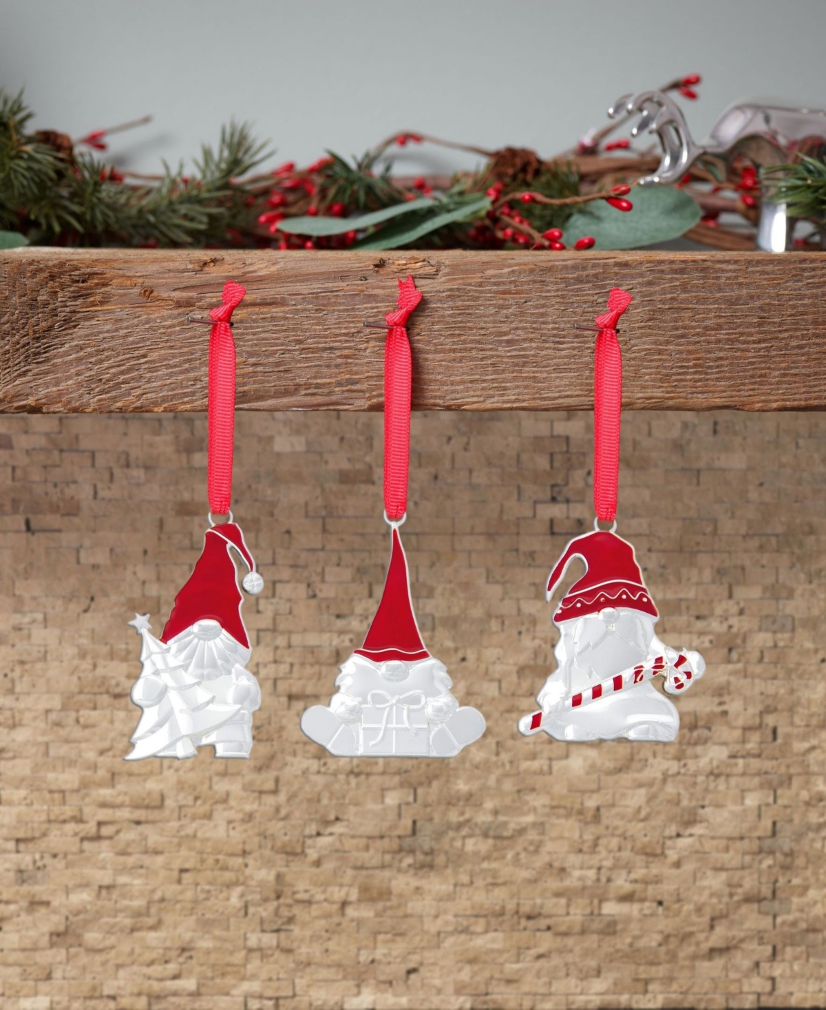 Nambe Mini Gnome Ornaments - Set Of 3 In Silver