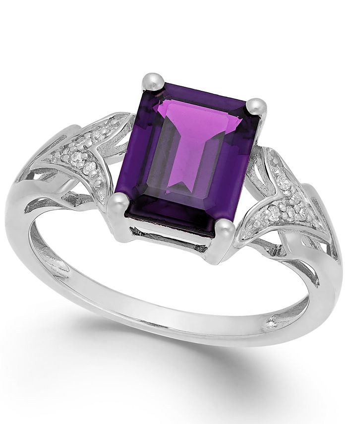 Macy's Amethyst (2 ct. t.w.) and Diamond Accent Ring in 14k White Gold ...