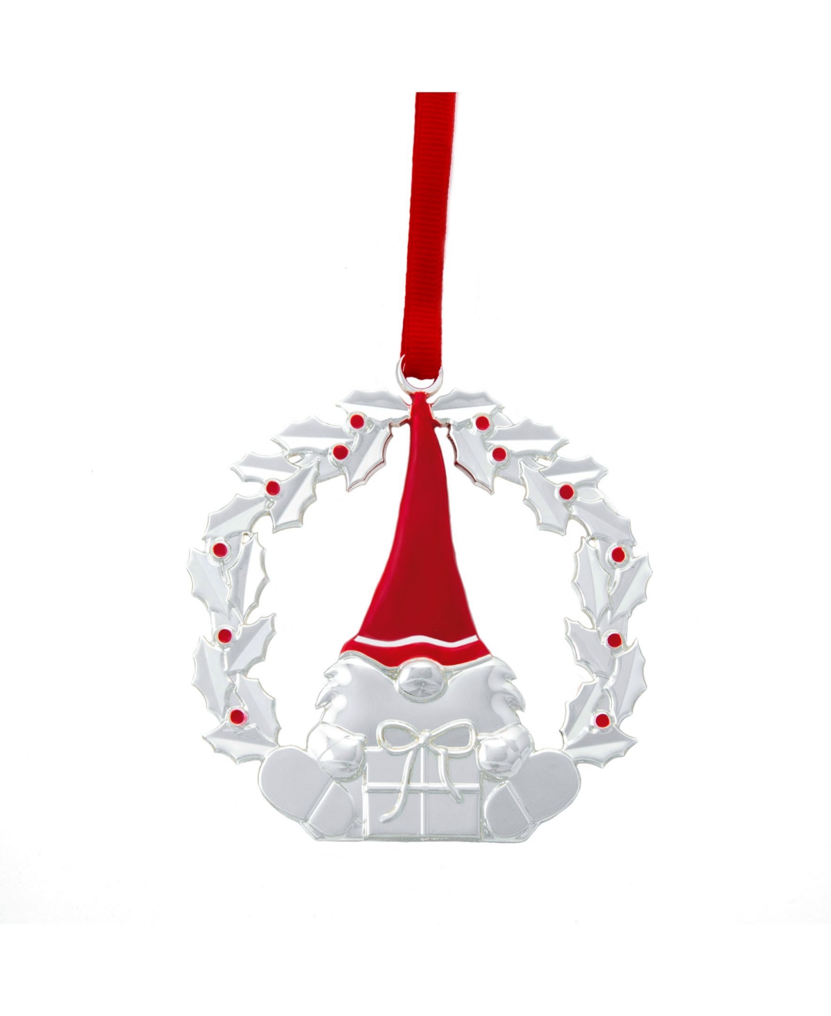 Nambe Gnome Wreath Ornament In Silver