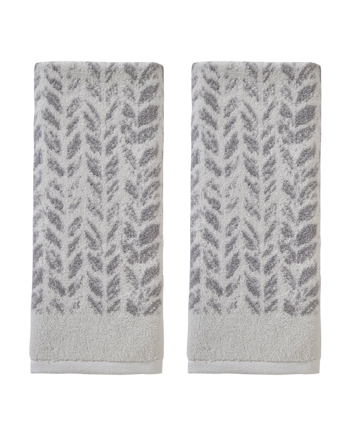 Skl Home Distressed Leaves Turkish Cotton 2 Piece Hand Towel Set, 26" X 16" In Gray