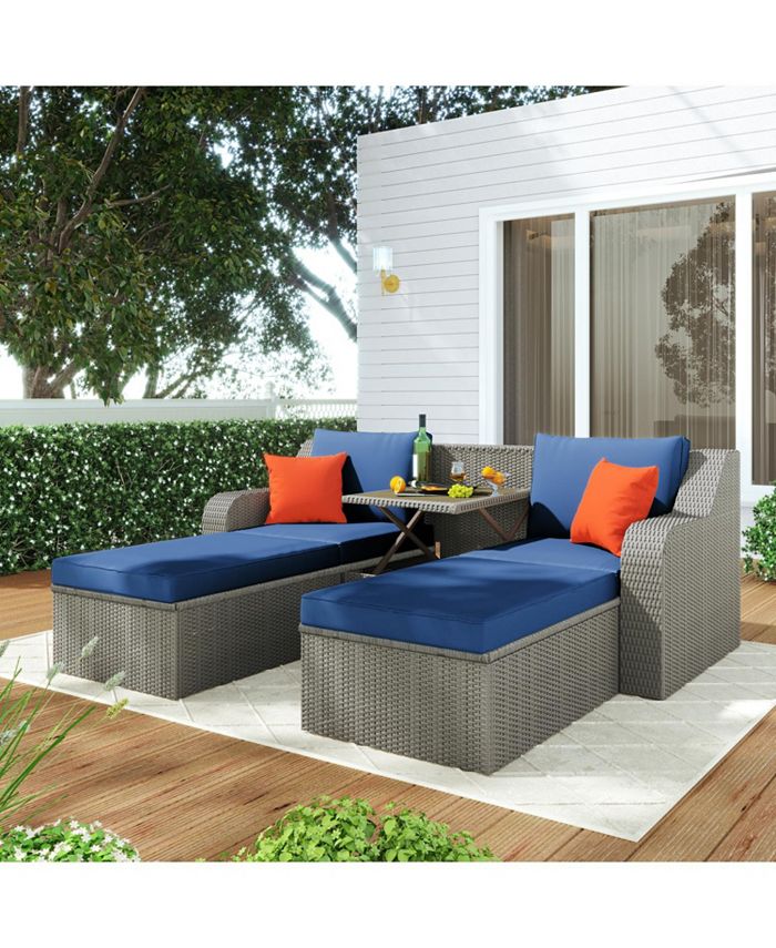Simplie Fun Patio Furniture Sets, 3Piece Patio Wicker Sofa with
