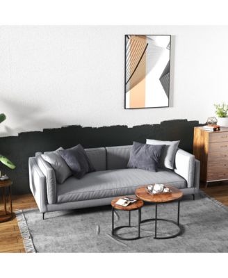 Nesting Coffee Table Set of 2 for Balcony Living Room Modern Round Side Tables