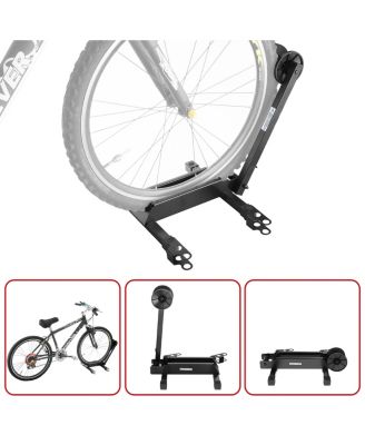 Bike Floor Stand - Foldable Bicycle Rack with Connection Points for Touchless Parking of Multiple Mountain, Road, or BMX Bikes by (Black)