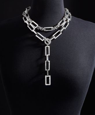 INC International Concepts Silver-Tone Pav Link Layered Lariat Necklace 18 3 extender Exclusively at Macys 7590₽