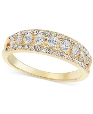 Charter Club Gold-Tone Crystal & Cubic Zirconia Band Ring, Created for ...