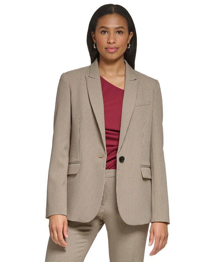 DKNY Women's Houndstooth One-Button Jacket - Macy's